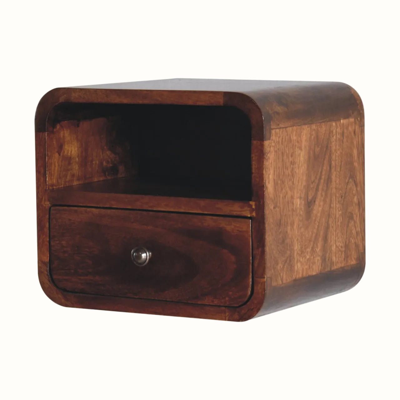 Hamade Wall Mounted Bedside Table, Small - Chestnut Bedside Tables - Bokel Home