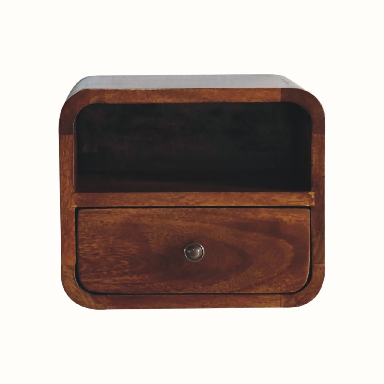 Hamade Wall Mounted Bedside Table, Small - Chestnut Bedside Tables - Bokel Home