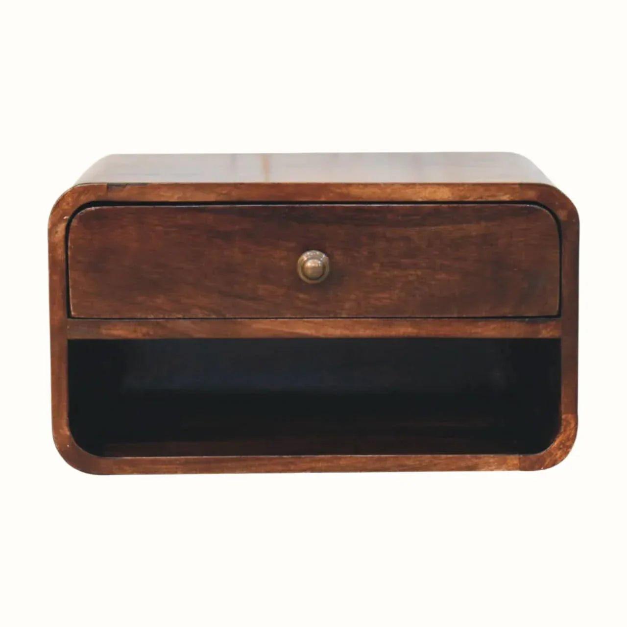 Hamade Wall Mounted Open Bedside Table, Medium - California Walnut ...