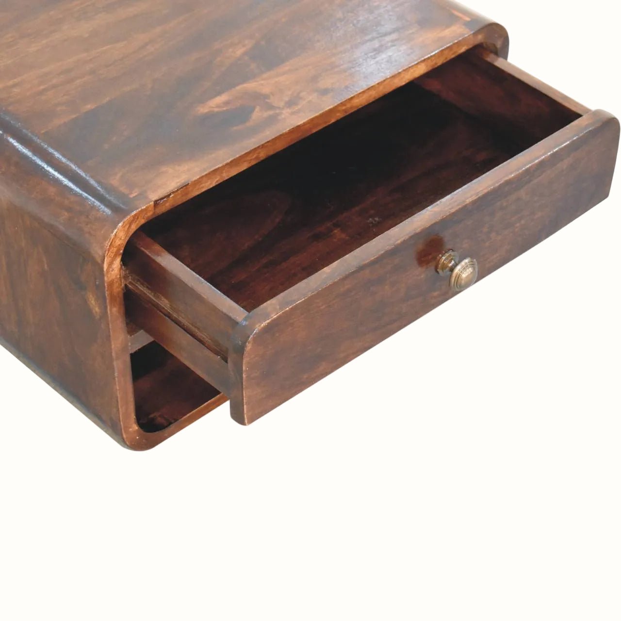 Hamade Wall Mounted Open Bedside Table, Medium - California Walnut Bedside Tables - Bokel Home
