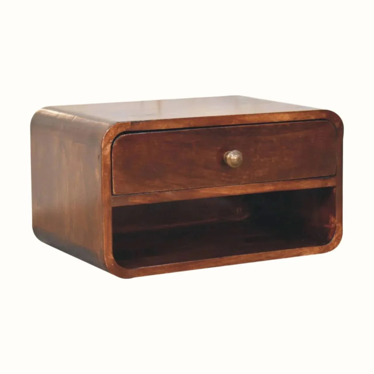 Hamade Wall Mounted Open Bedside Table, Medium - California Walnut Bedside Tables - Bokel Home