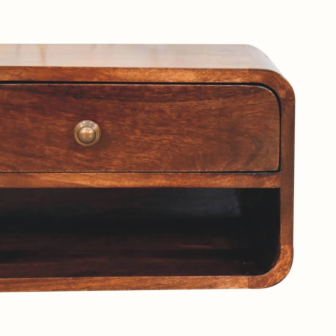 Hamade Wall Mounted Open Bedside Table, Medium - California Walnut Bedside Tables - Bokel Home