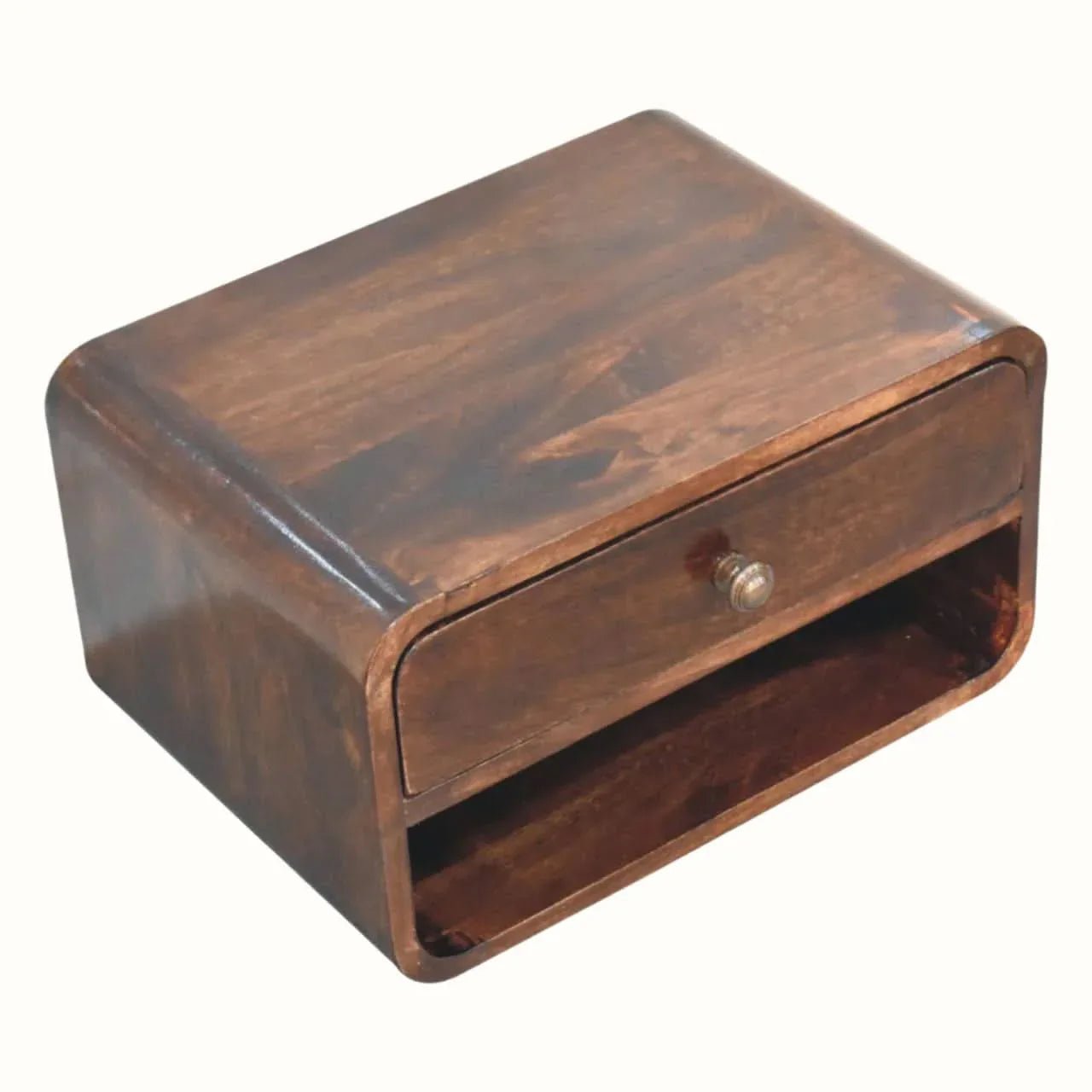 Hamade Wall Mounted Open Bedside Table, Medium - California Walnut Bedside Tables - Bokel Home