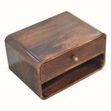 Hamade Wall Mounted Open Bedside Table, Medium - California Walnut Bedside Tables - Bokel Home