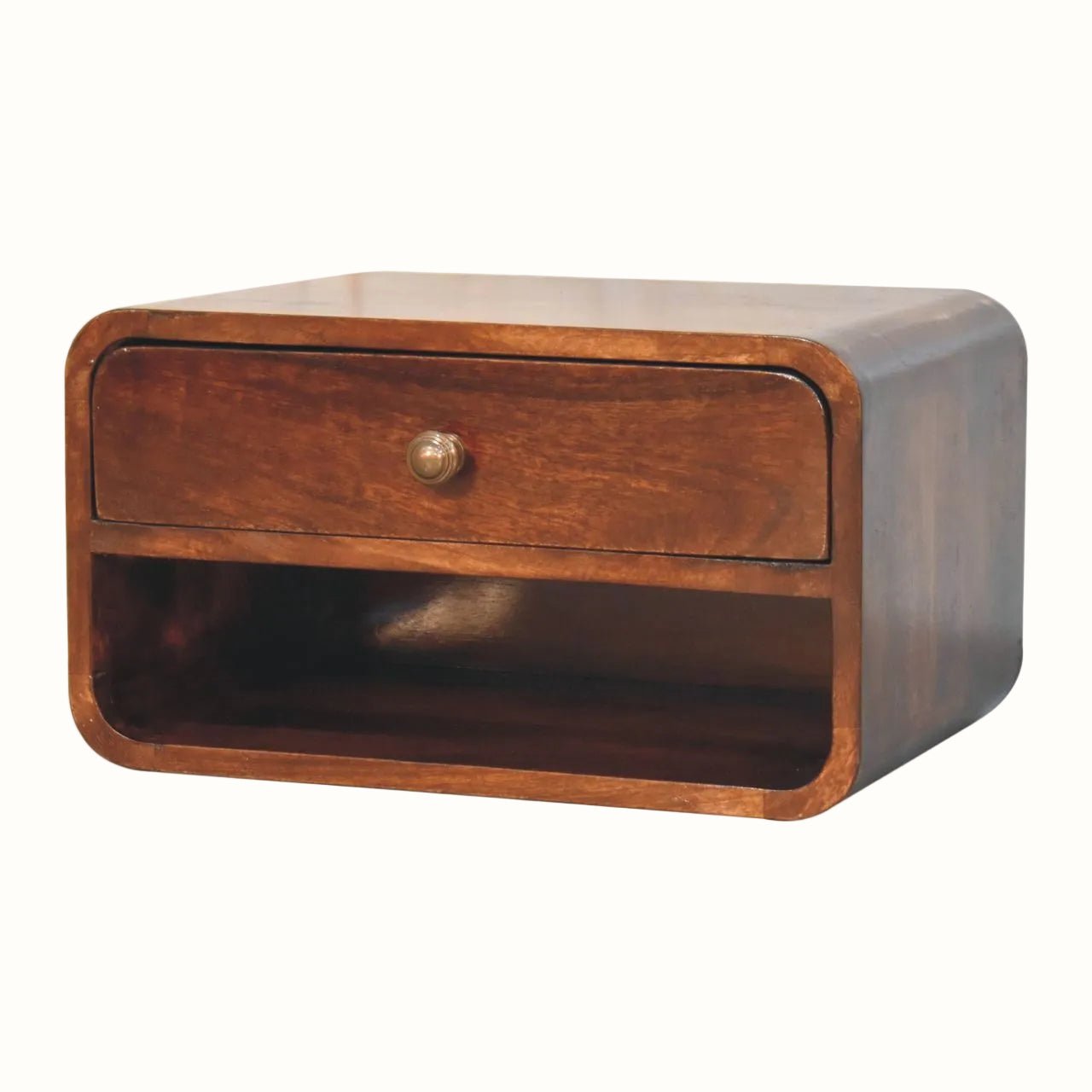 Hamade Wall Mounted Open Bedside Table, Medium - California Walnut Bedside Tables - Bokel Home