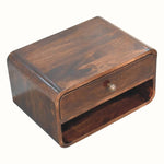 Hamade Wall Mounted Open Bedside Table, Medium - California Walnut Bedside Tables - Bokel Home