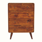 Hamade Tall Chest of 5 Drawers, Small - Chestnut