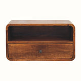Hamade Open Wall-Mounted Bedside Table, Large - Chestnut