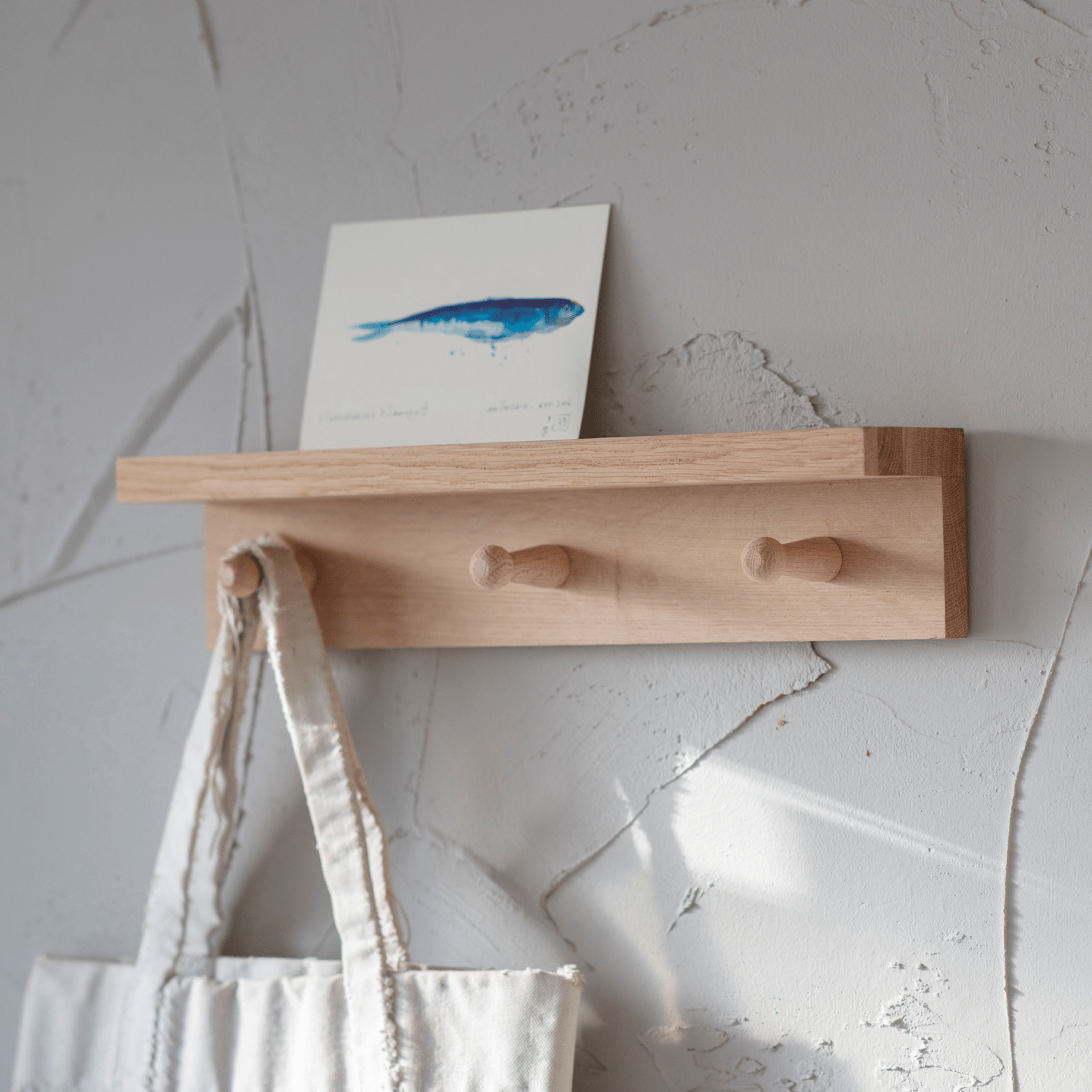 Hambledon 3 Peg Shelf - Oak Wood, Natural Shelves & Bookcases - Bokel Home