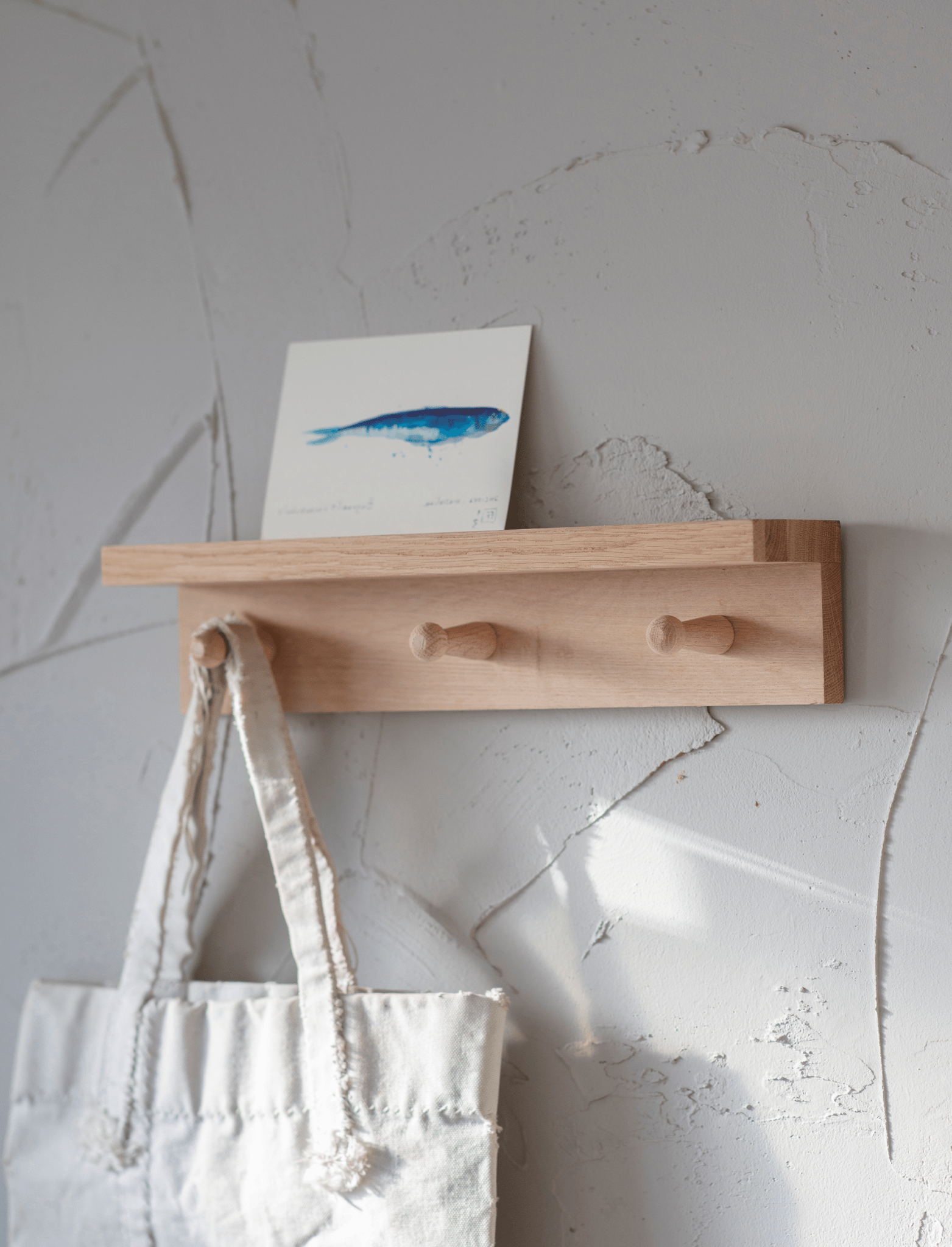 Hambledon 3 Peg Shelf - Oak Wood, Natural Shelves & Bookcases - Bokel Home