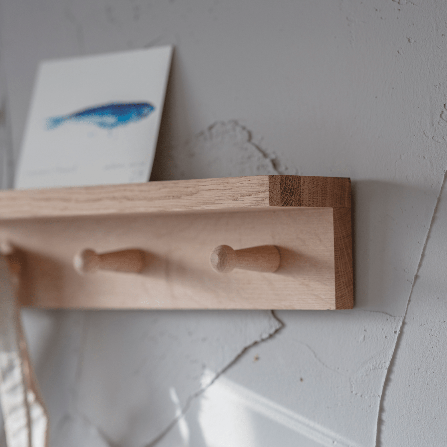 Hambledon 3 Peg Shelf - Oak Wood, Natural Shelves & Bookcases - Bokel Home