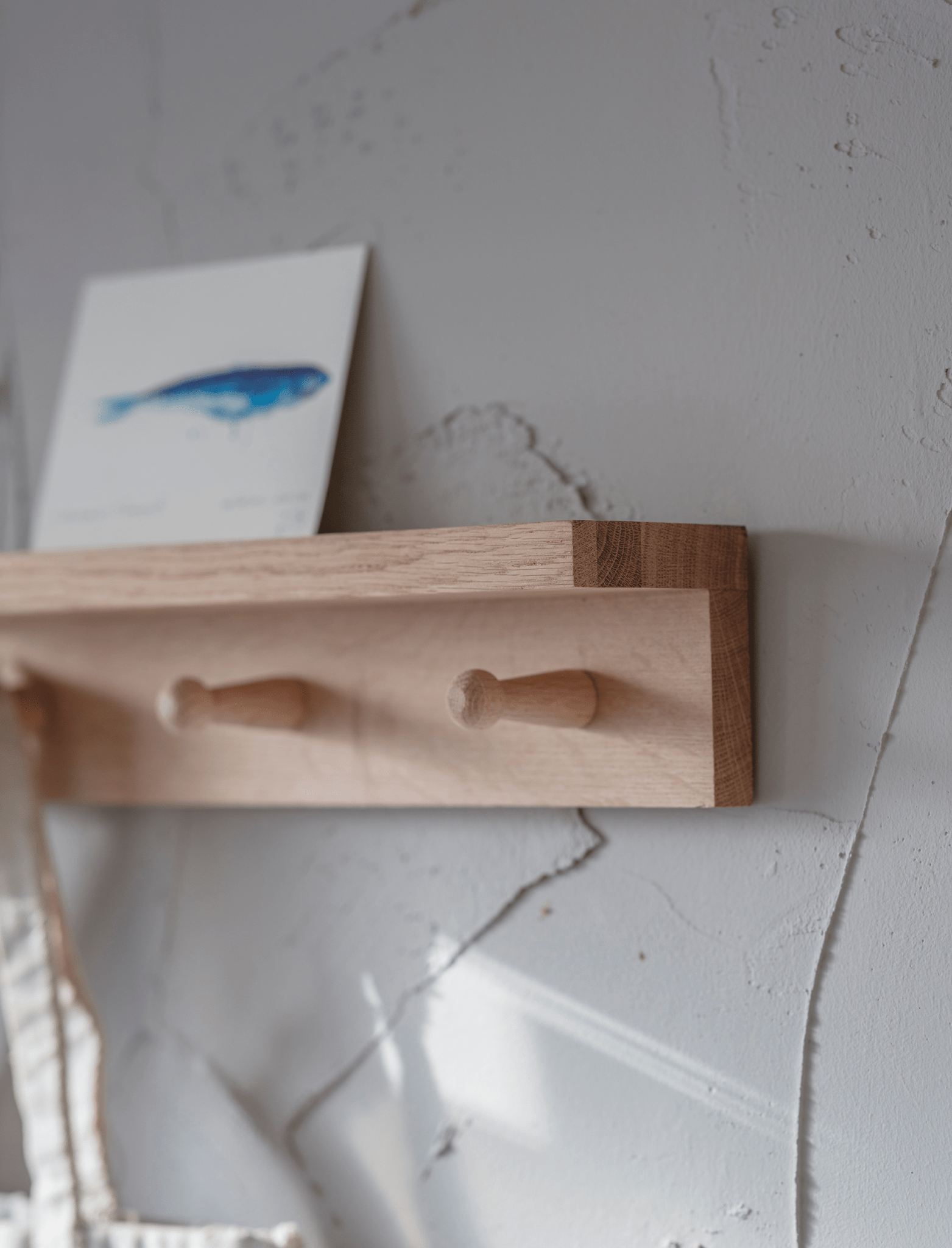 Hambledon 3 Peg Shelf - Oak Wood, Natural Shelves & Bookcases - Bokel Home