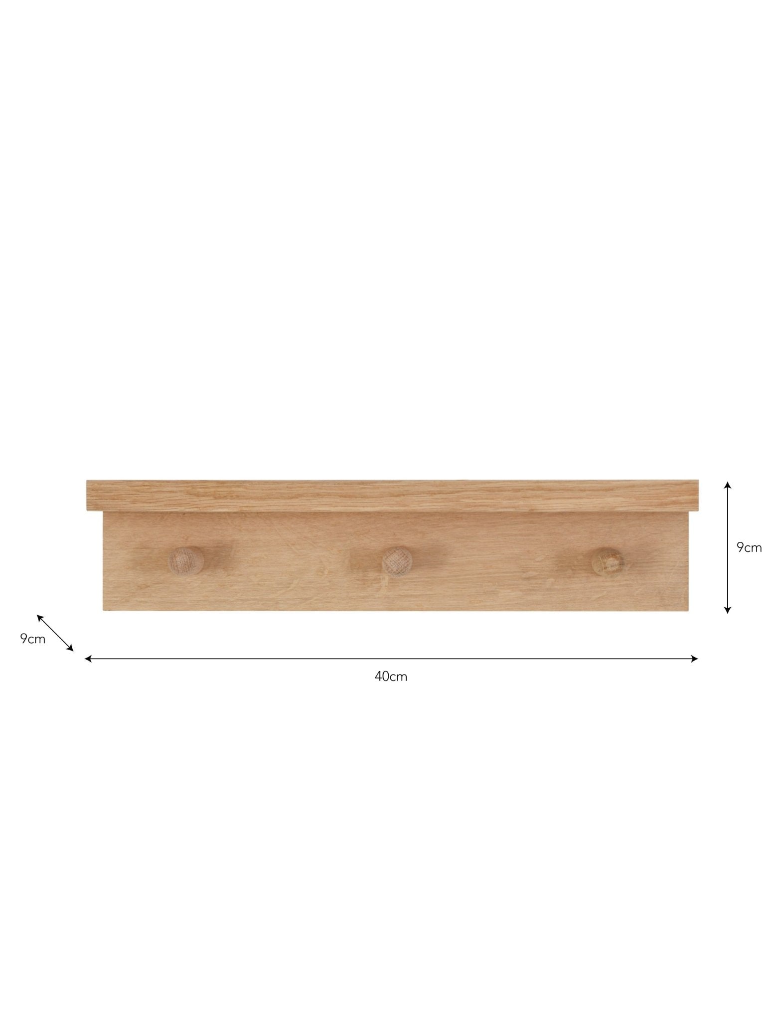 Hambledon 3 Peg Shelf - Oak Wood, Natural Shelves & Bookcases - Bokel Home
