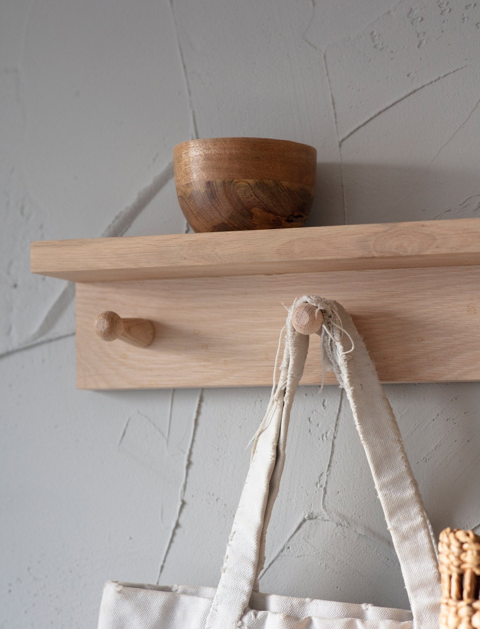 Hambledon 6 Peg Shelf - Oak Wood, Natural Shelves & Bookcases - Bokel Home
