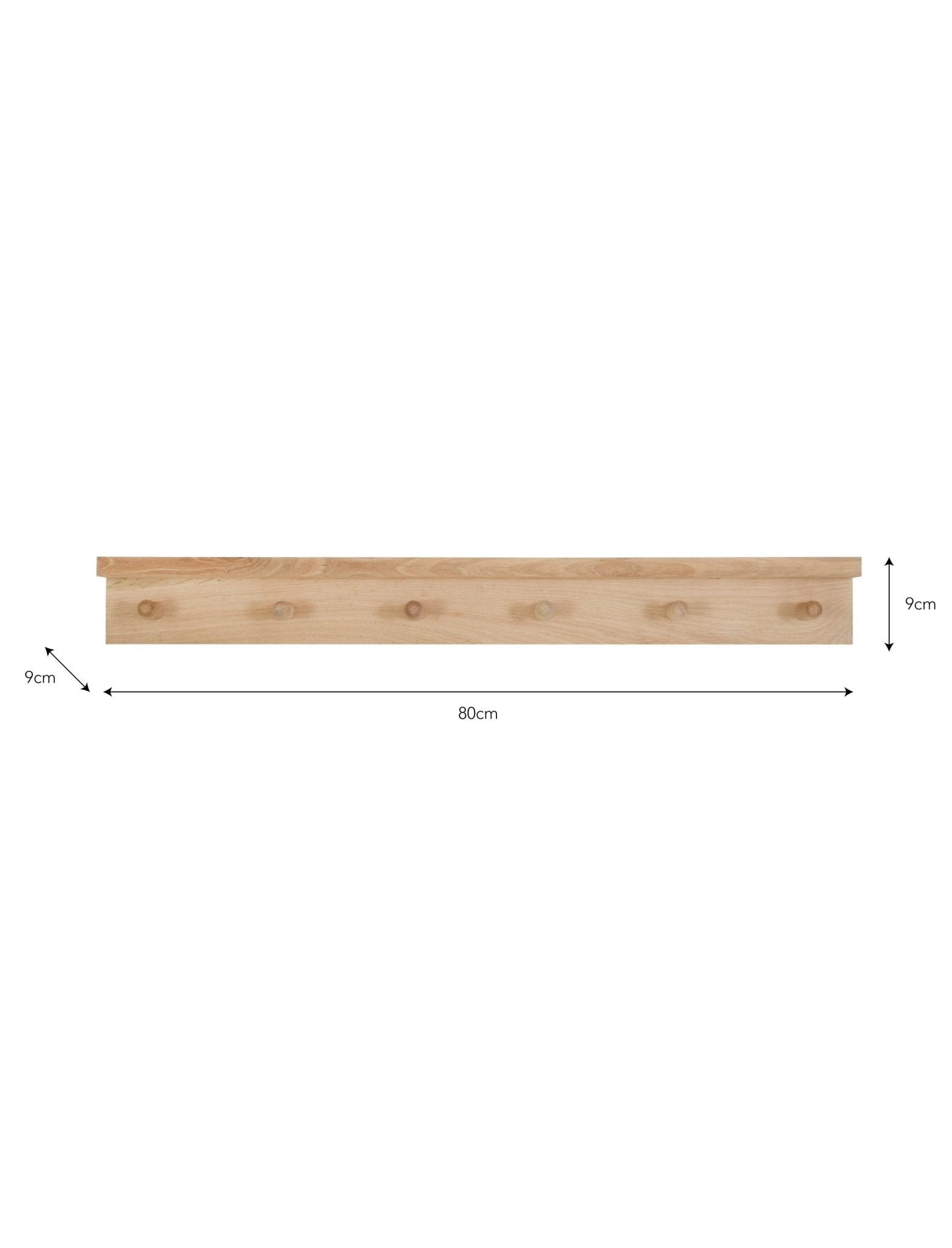 Hambledon 6 Peg Shelf - Oak Wood, Natural Shelves & Bookcases - Bokel Home