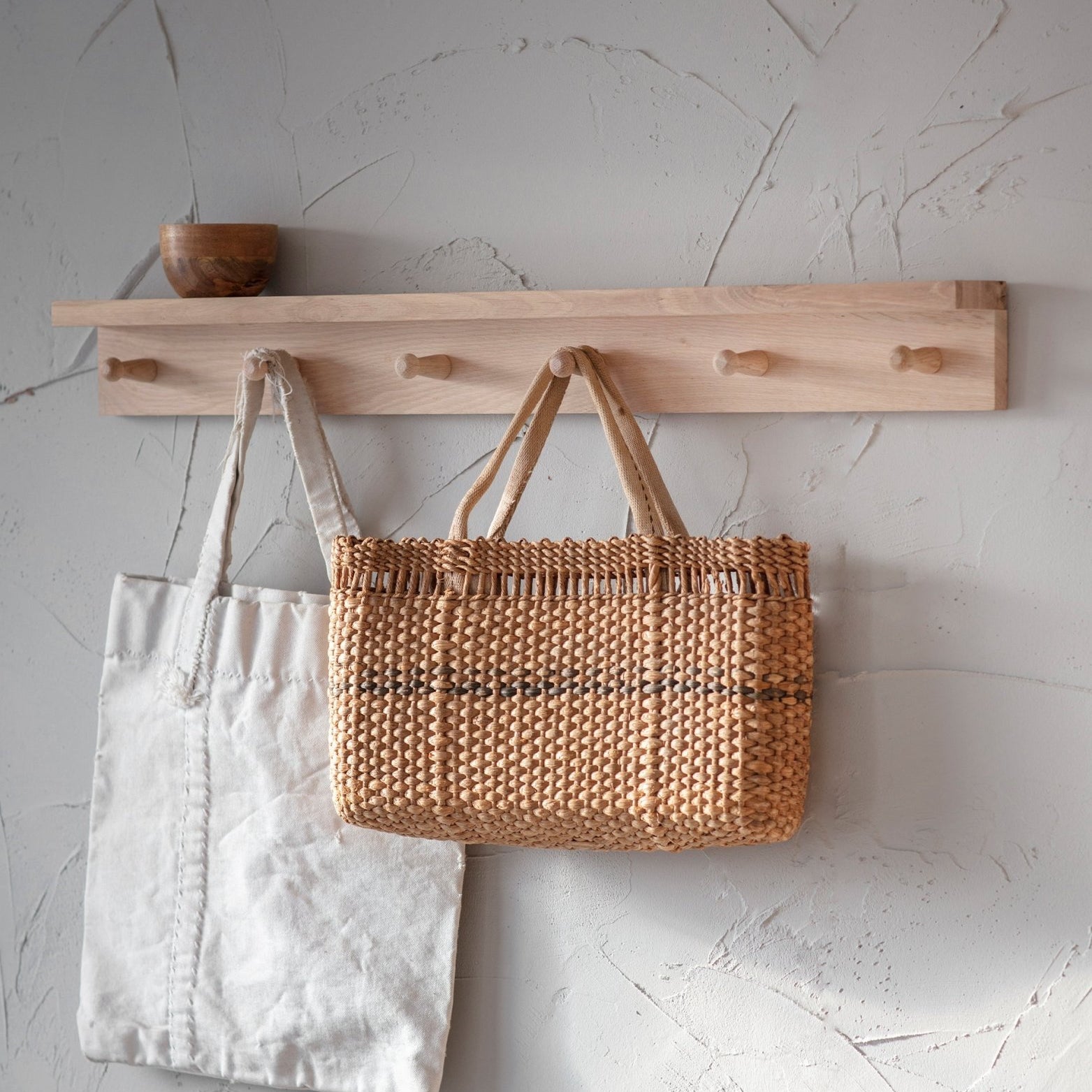 Hambledon 6 Peg Shelf - Oak Wood, Natural Shelves & Bookcases - Bokel Home