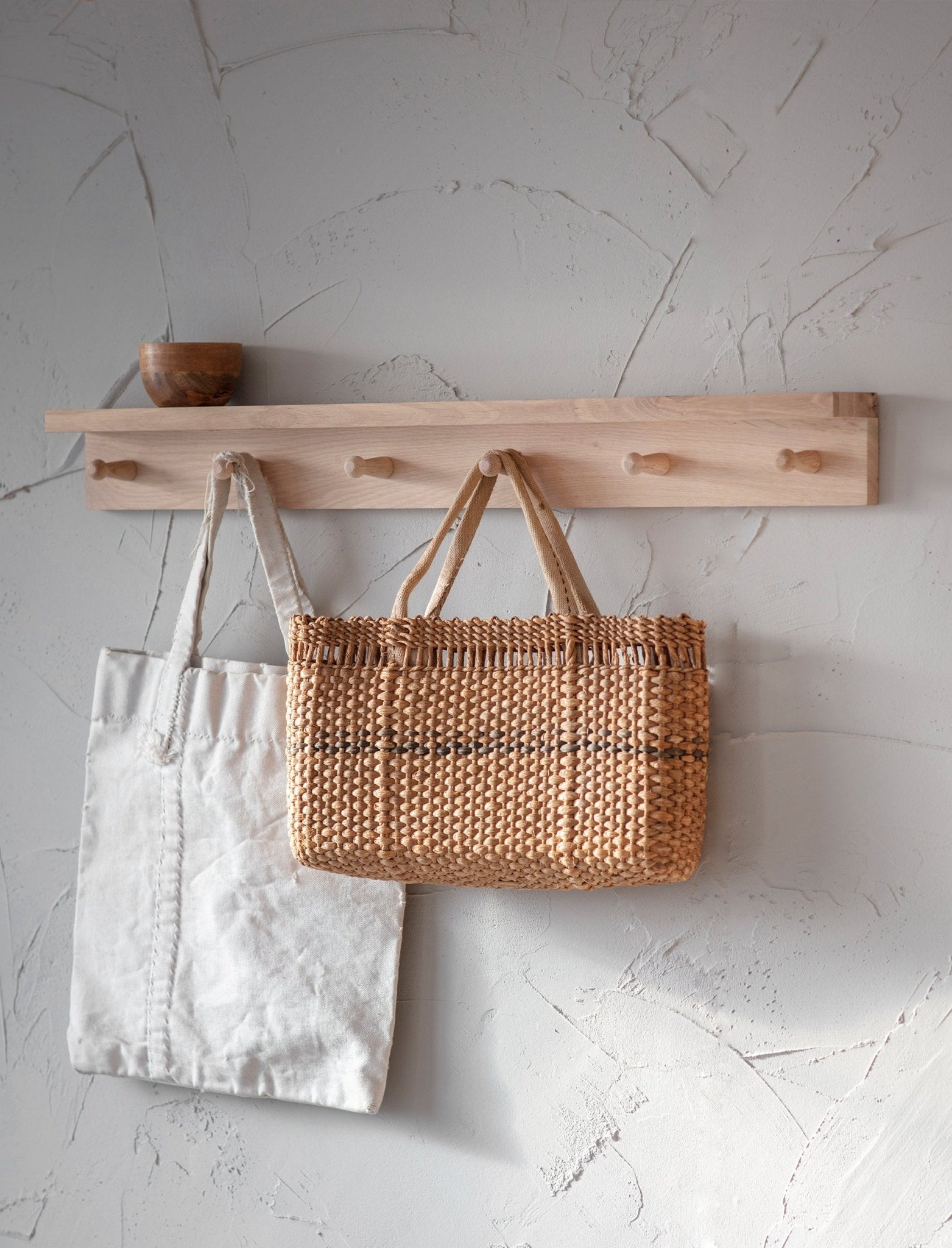 Hambledon 6 Peg Shelf - Oak Wood, Natural Shelves & Bookcases - Bokel Home