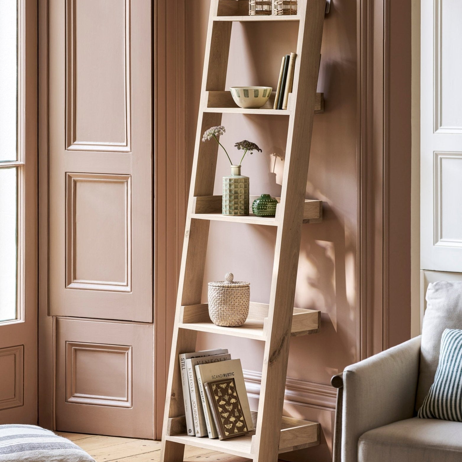 Hambledon Shelf Ladder 5 Tier - Natural Shelves & Bookcases - Bokel Home