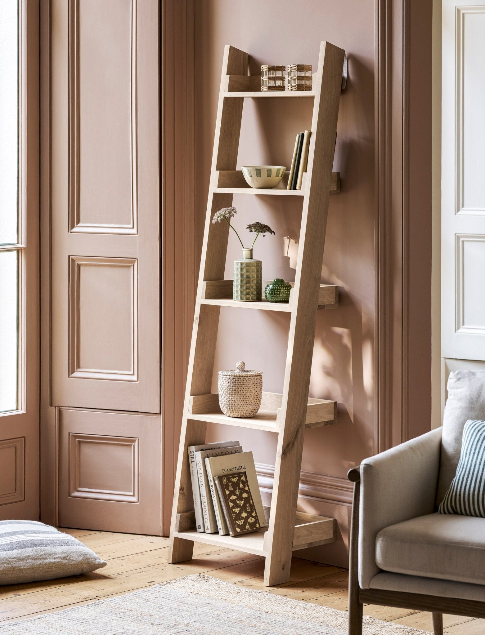 Hambledon Shelf Ladder 5 Tier - Natural Shelves & Bookcases - Bokel Home