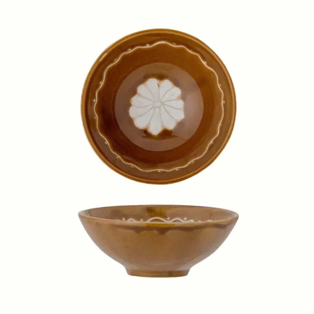 Heikki Brown Floral Bowl Decorative Bowls & Trays - Bokel Home