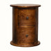 Holt 2 Drawer Drum Bedside Table, Small - Chestnut Bedside Tables - Bokel Home
