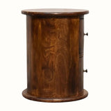 Holt 2 Drawer Drum Bedside Table, Small - Chestnut Bedside Tables - Bokel Home