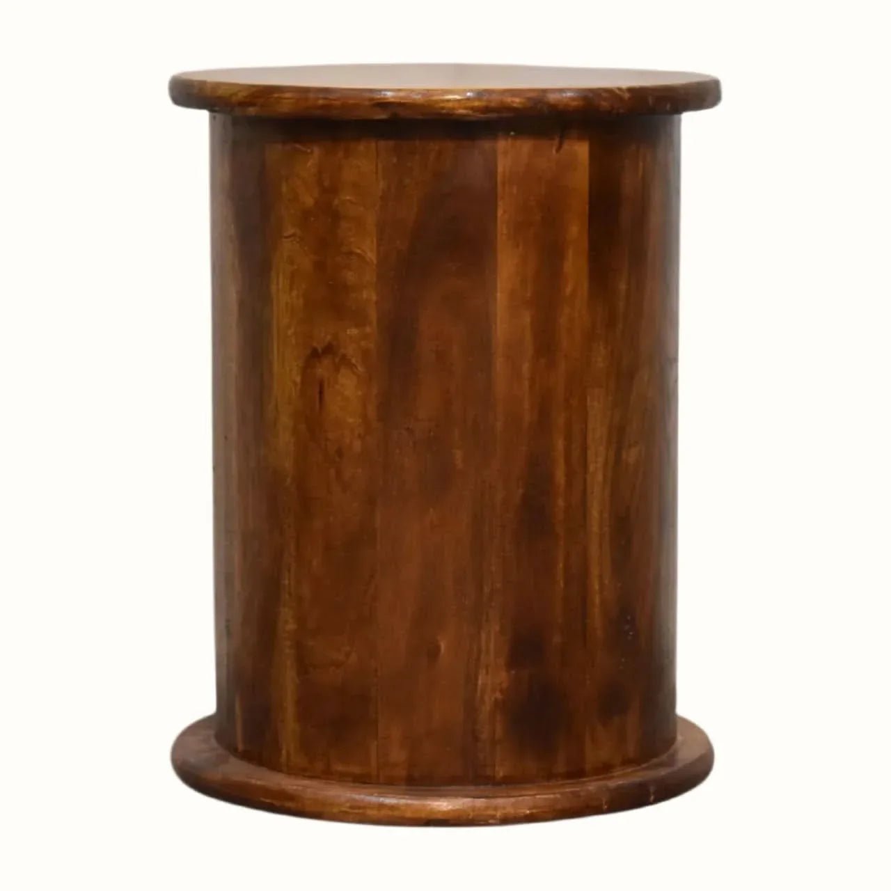 Holt 2 Drawer Drum Bedside Table, Small - Chestnut Bedside Tables - Bokel Home