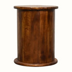 Holt 2 Drawer Drum Bedside Table, Small - Chestnut Bedside Tables - Bokel Home
