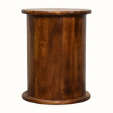 Holt 2 Drawer Drum Bedside Table, Small - Chestnut Bedside Tables - Bokel Home