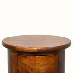 Holt 2 Drawer Drum Bedside Table, Small - Chestnut Bedside Tables - Bokel Home
