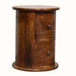 Holt 2 Drawer Drum Bedside Table, Small - Chestnut Bedside Tables - Bokel Home