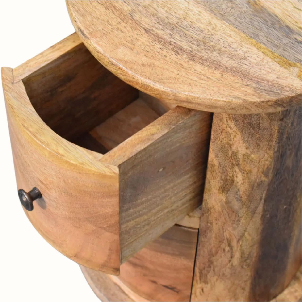 Holt 2 Drawer Drum Bedside Table, Small - Natural Bedside Tables - Bokel Home