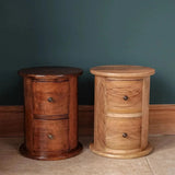 Holt 2 Drawer Drum Bedside Table, Small - Natural Bedside Tables - Bokel Home