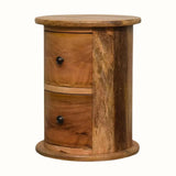 Holt 2 Drawer Drum Bedside Table, Small - Natural Bedside Tables - Bokel Home