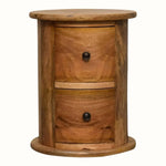 Holt 2 Drawer Drum Bedside Table, Small - Natural Bedside Tables - Bokel Home
