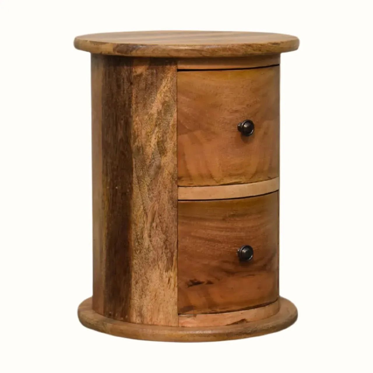 Holt 2 Drawer Drum Side Table, Small - Natural Side Tables - Bokel Home