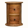Holt 2 Drawer Drum Side Table, Small - Natural Side Tables - Bokel Home