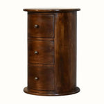Holt 3 Drawer Drum Bedside Table, Medium - Chestnut Bedside Tables - Bokel Home