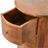 Holt 3 Drawer Drum Bedside Table, Medium - Chestnut Bedside Tables - Bokel Home