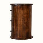 Holt 3 Drawer Drum Bedside Table, Medium - Chestnut Bedside Tables - Bokel Home