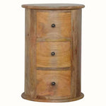 Holt 3 Drawer Drum Bedside Table, Medium - Natural Bedside Tables - Bokel Home