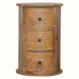 Holt 3 Drawer Drum Bedside Table, Medium - Natural Bedside Tables - Bokel Home