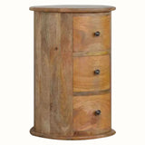 Holt 3 Drawer Drum Bedside Table, Medium - Natural Bedside Tables - Bokel Home