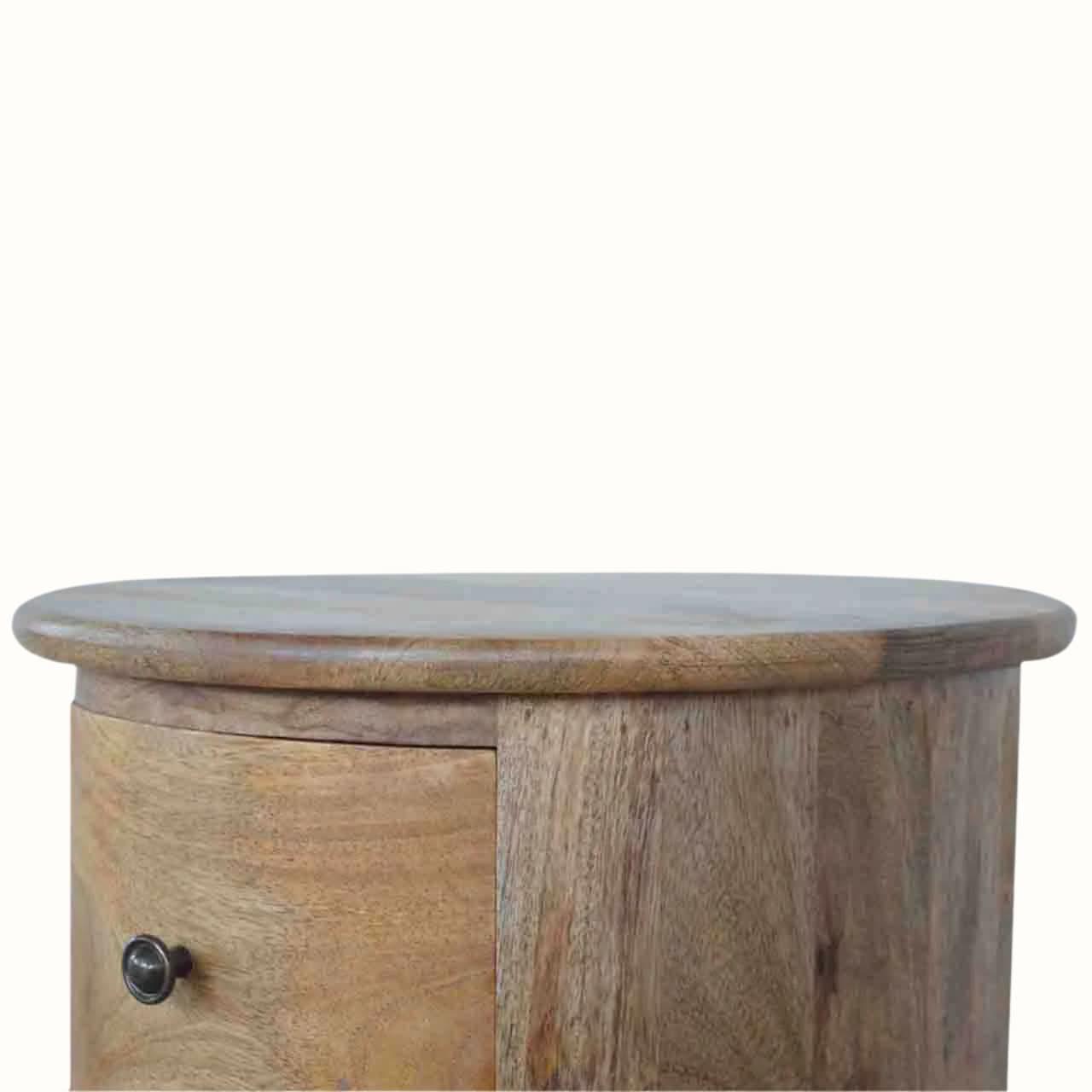 Holt 3 Drawer Drum Bedside Table, Medium - Natural Bedside Tables - Bokel Home