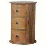 Holt 3 Drawer Drum Bedside Table, Medium - Natural Bedside Tables - Bokel Home