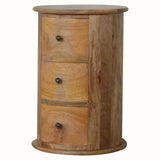 Holt 3 Drawer Drum Bedside Table, Medium - Natural Bedside Tables - Bokel Home