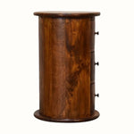 Holt 3 Drawer Drum Bedside Table, Small - Chestnut Bedside Tables - Bokel Home