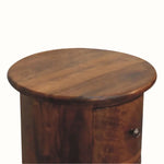 Holt 3 Drawer Drum Bedside Table, Small - Chestnut Bedside Tables - Bokel Home