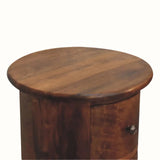 Holt 3 Drawer Drum Bedside Table, Small - Chestnut Bedside Tables - Bokel Home
