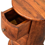Holt 3 Drawer Drum Bedside Table, Small - Chestnut Bedside Tables - Bokel Home